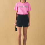 Sequined Embroidered Bonjour Patch Top