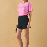 Sequined Embroidered Bonjour Patch Top