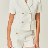 Tweed Double Breast Short Sleeve Blazer