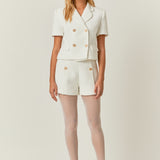 Tweed Double Breast Short Sleeve Blazer