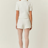 Tweed Double Breast Short Sleeve Blazer