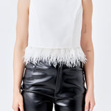 Feather Trim Tie Top