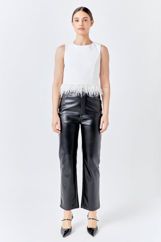 Feather Trim Tie Top