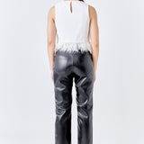 Feather Trim Tie Top