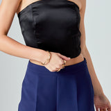Satin Strapless Curved Bustier