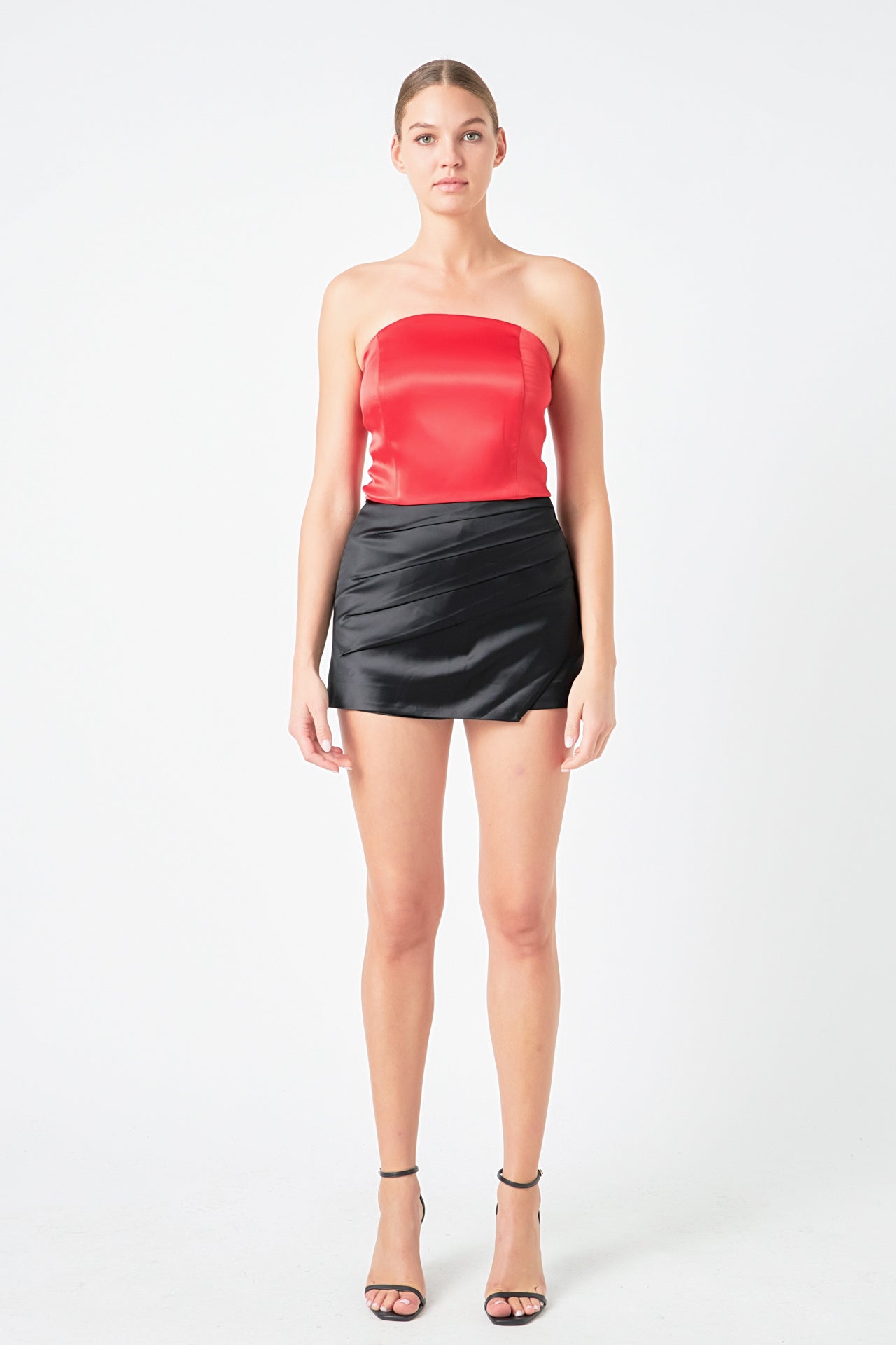 Satin Strapless Curved Bustier
