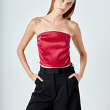 Satin Strapless Curved Bustier