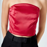 Satin Strapless Curved Bustier