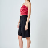 Satin Strapless Curved Bustier