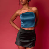 Satin Strapless Curved Bustier