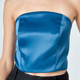 Satin Strapless Curved Bustier