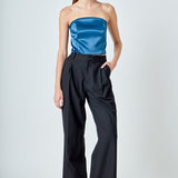 Satin Strapless Curved Bustier