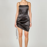 Side Ruched Satin Dress