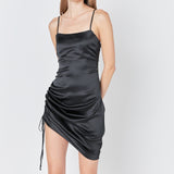 Side Ruched Satin Dress