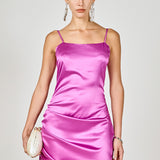 Side Ruched Satin Dress