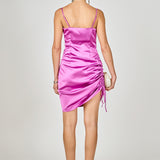 Side Ruched Satin Dress