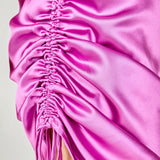 Side Ruched Satin Dress
