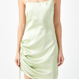 Side Ruched Satin Dress