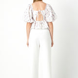 Blouson Sleeve Floral Textured Top