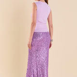 Sequins Front Slit Midi Skirt