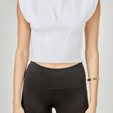 Mock Neck Padded Knit Top