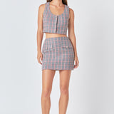 Tweed Button Crop Top