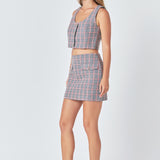 Tweed Button Crop Top
