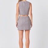 Tweed Button Crop Top