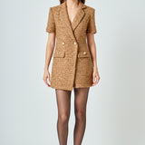 Short Sleeve Tweed Romper