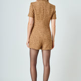 Short Sleeve Tweed Romper