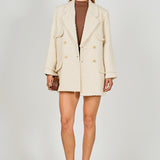 Tweed Fringe Double Breast Coat