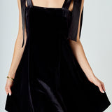 Satin Tie Velvet Mini Dress