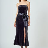 Strapless Velvet Maxi Dress