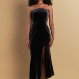 Strapless Velvet Maxi Dress