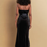 Strapless Velvet Maxi Dress