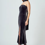 Strapless Velvet Maxi Dress