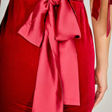 Bow Tie Sleeve Velvet Jumpsuit