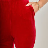 Bow Tie Sleeve Velvet Jumpsuit