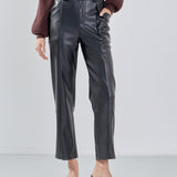 Faux Leather Wide Pocket Pants