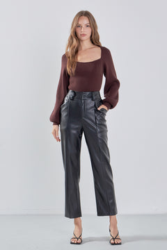 Faux Leather Wide Pocket Pants