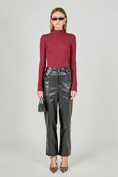 Faux Leather Wide Pocket Pants