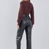 Faux Leather Wide Pocket Pants