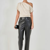 Faux Leather Wide Pocket Pants