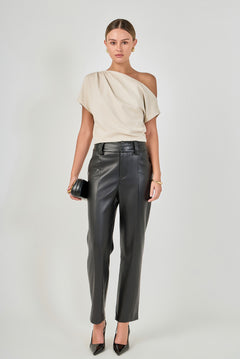 Faux Leather Wide Pocket Pants