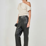 Faux Leather Wide Pocket Pants