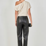 Faux Leather Wide Pocket Pants