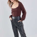 Faux Leather Wide Pocket Pants