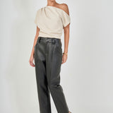 Faux Leather Wide Pocket Pants