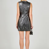 Faux Leather Buttoned Mini Dress