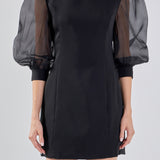 Organza Blouson Mini Dress